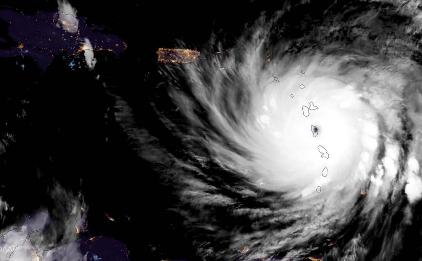 Maria Makes Landfall Over Dominica NOAA's GOES-16 satellite captured this geocolor image of Hurricane Maria on the evening of September 18, 20176, as it made landfall over Dominica. Credit: CIRA (NOAA Satellites)