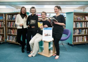 Library Dance, 19 December 2017 at Oxfordshire Central Library, Westgate Centre, Oxford with dancers: Lizzy Spight, Naomi Morris Lizie Giraudeau and Andrew Wood. Photo: Karl Wallendszus