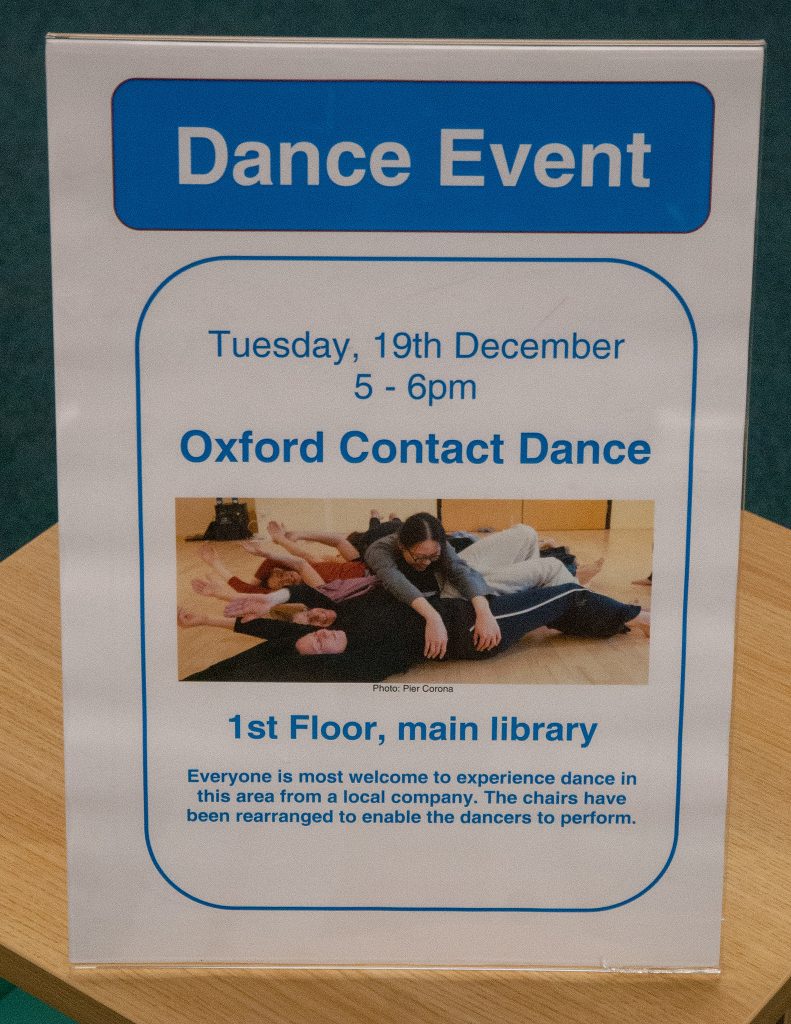 Library Dance, 19 December 2017 at Oxfordshire Central Library, Westgate Centre, Oxford with dancers: Lizzy Spight, Naomi Morris Lizie Giraudeau and Andrew Wood. Photo: Karl Wallendszus