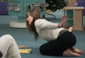 Library Dance, 19 December 2017 at Oxfordshire Central Library, Westgate Centre, Oxford with dancers: Lizzy Spight, Naomi Morris Lizie Giraudeau and Andrew Wood. Photo: Karl Wallendszus