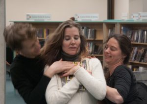 Library Dance, 19 December 2017 at Oxfordshire Central Library, Westgate Centre, Oxford with dancers: Lizzy Spight, Naomi Morris Lizie Giraudeau and Andrew Wood. Photo: Karl Wallendszus