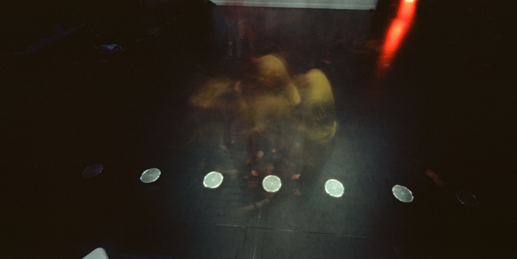 Long exposure colour photograph of sixth performance with Tobias at Goldsmiths CI, 18 January 2025