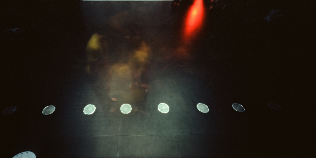 Long exposure colour photograph of third performance with Nelson at Goldsmiths CI, 18 January 2025