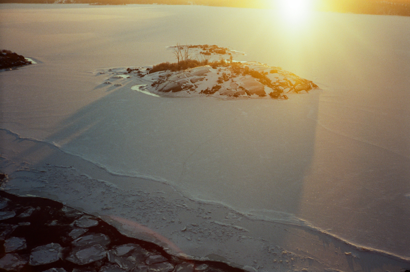 Sunrise illuminates an island in the Stockholm archipelago bounded by sea ice. Crossing Baltic sea from Helsinki, Finland on morning of Friday 20 February 2026. (Photo Ref: 235.457.5348/035)